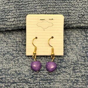 NWT Adorable Purple Heart Dangles Pierced Earrings